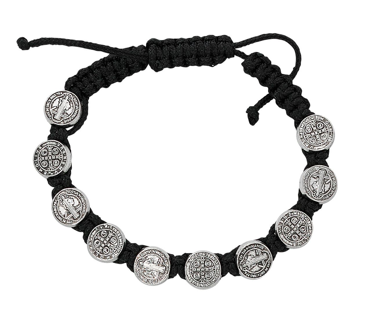 Adult Black St. Benedict Cord Bracelet