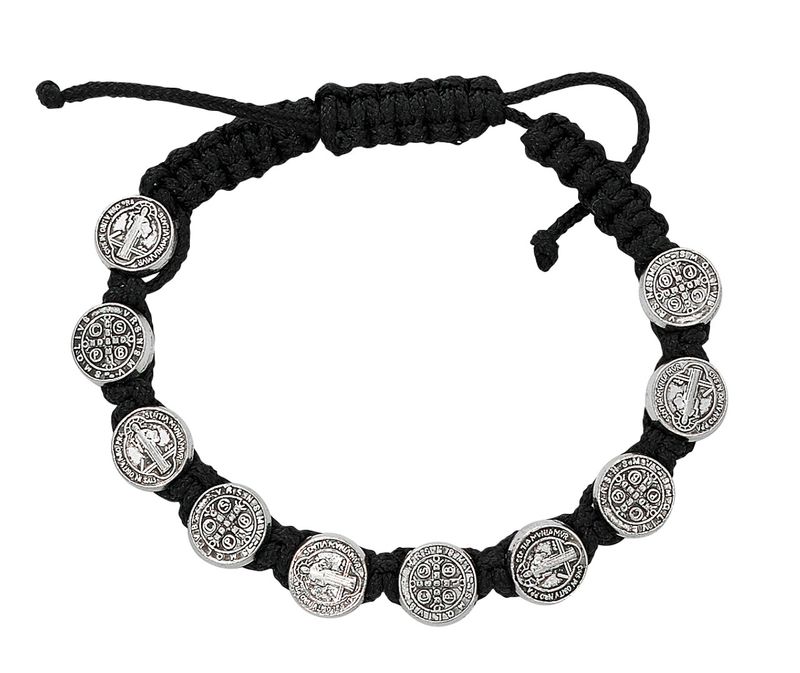 Adult Black St. Benedict Cord Bracelet