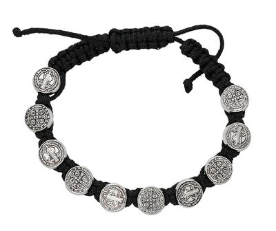Adult Black St. Benedict Cord Bracelet
