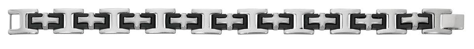 Mens Black Stainless Steel Cross Bracelet
