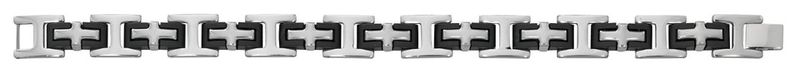 Mens Black Stainless Steel Cross Bracelet