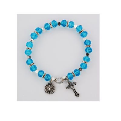 Adult Aqua Rosary Stretch Bracelet