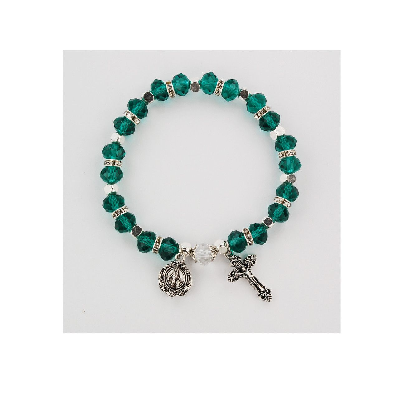 Adult Emerald Rosary Stretch Bracelet