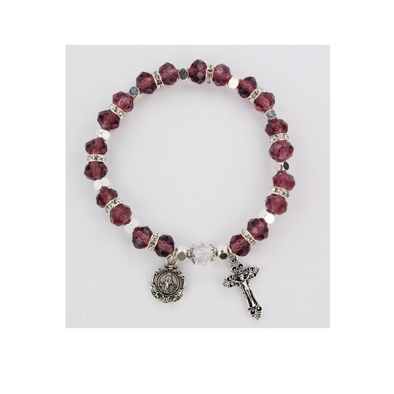 Adult Amethyst Rosary Stretch Bracelet