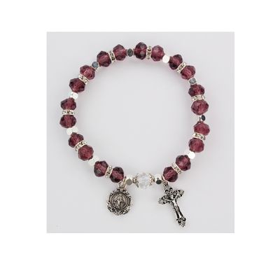 Adult Amethyst Rosary Stretch Bracelet