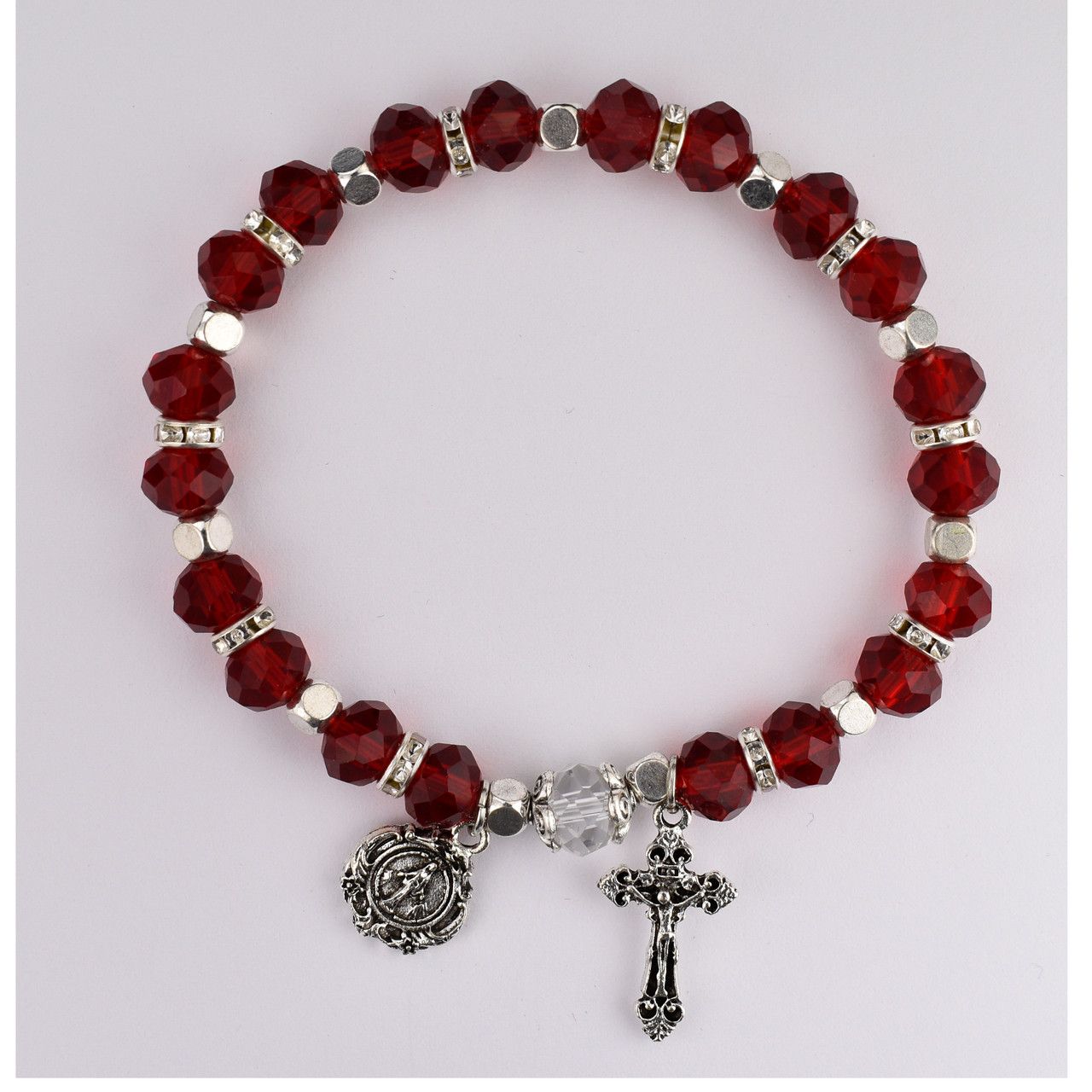 Adult Garnet Rosary Stretch Bracelet