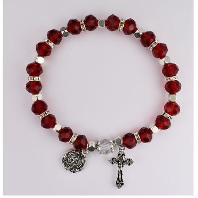 Adult Garnet Rosary Stretch Bracelet