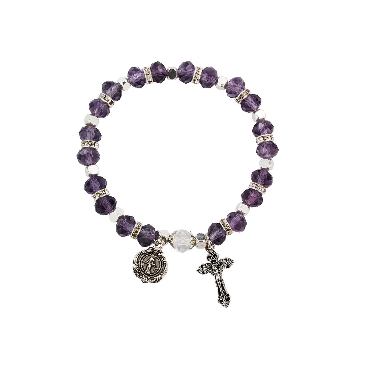 Adult Light Amethyst Rosary Stretch Bracelet