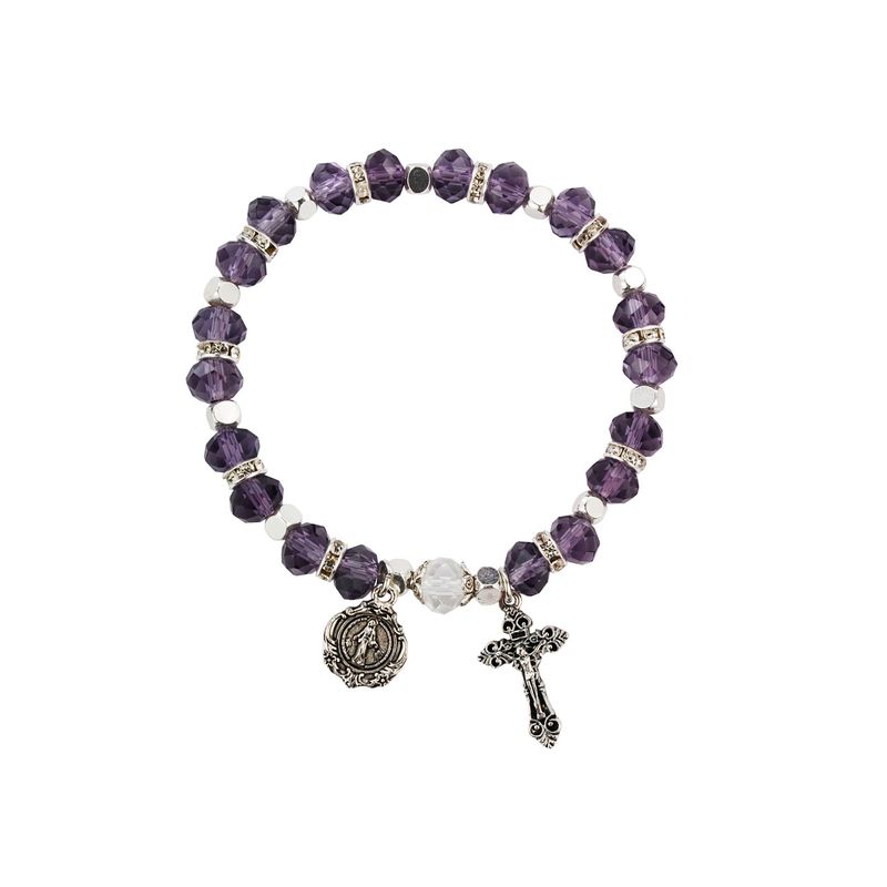 Adult Light Amethyst Rosary Stretch Bracelet