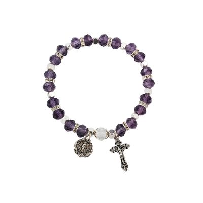Adult Light Amethyst Rosary Stretch Bracelet