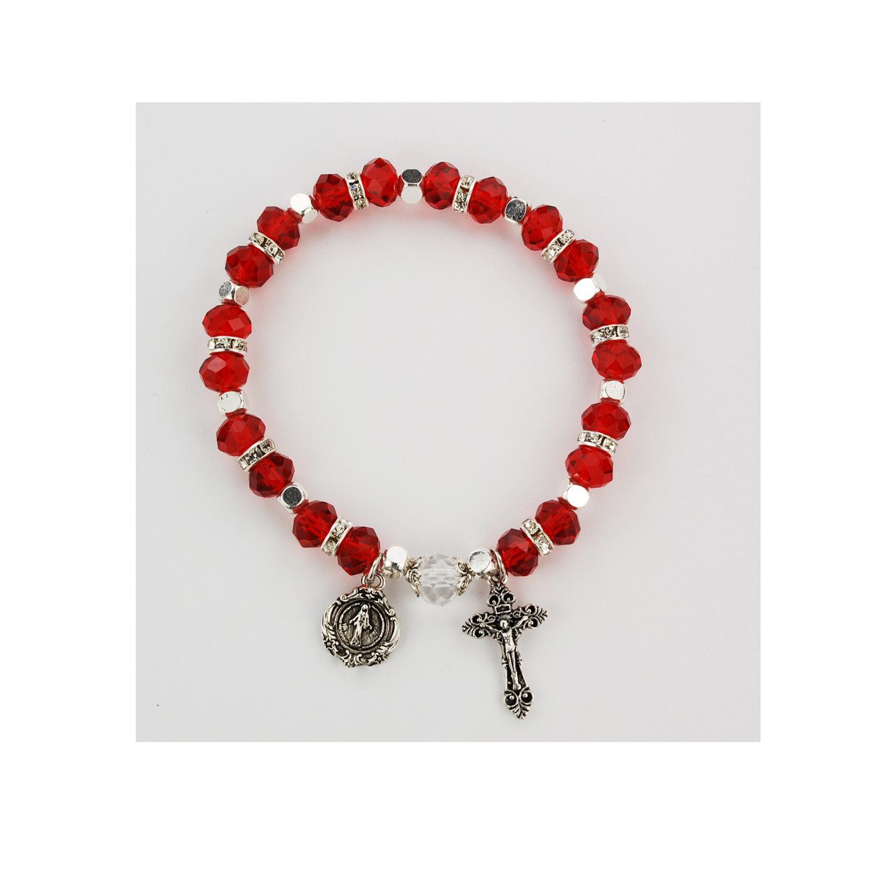 Adult Ruby Rosary Stretch Bracelet