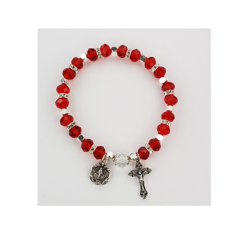 Adult Ruby Rosary Stretch Bracelet