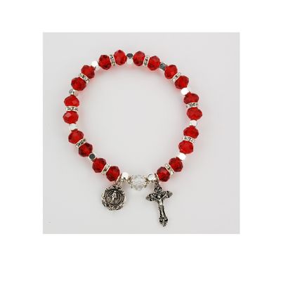 Adult Ruby Rosary Stretch Bracelet