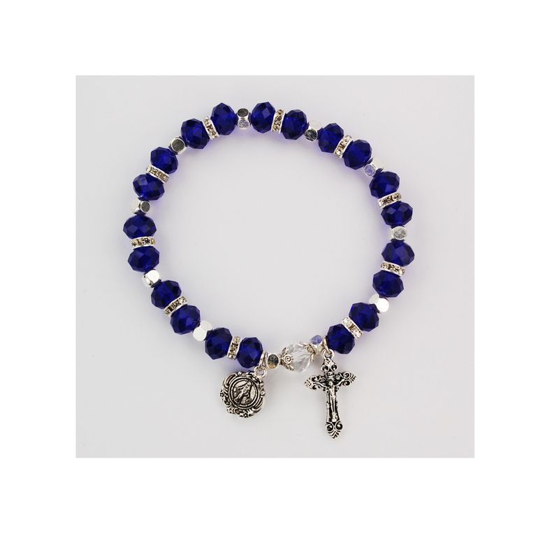 Adult Dark Blue Rosary Stretch Bracelet