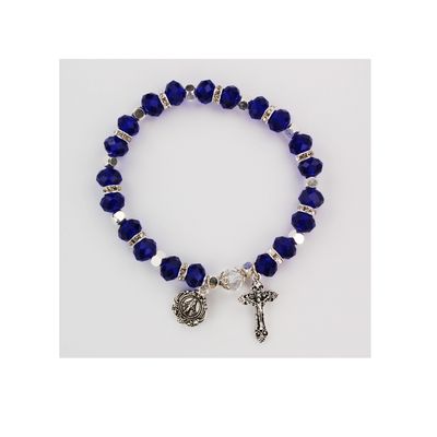 Adult Dark Blue Rosary Stretch Bracelet