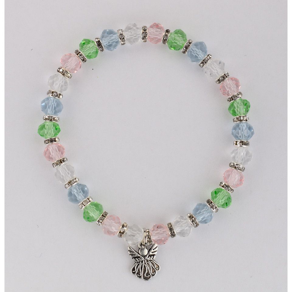 Youth Multi-Crystal Angel Stretch Bracelet