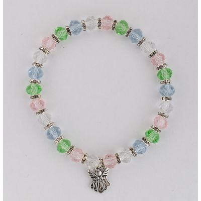 Youth Multi-Crystal Angel Stretch Bracelet