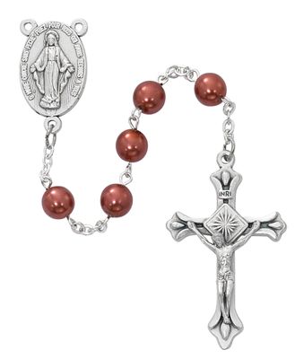Dark Rose Pearl Rosary Disc.