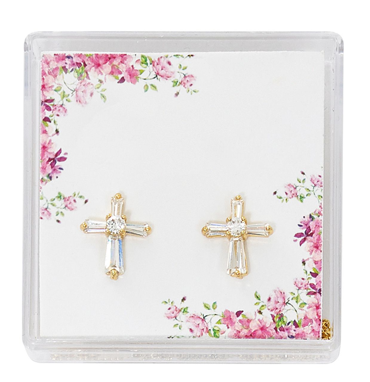 Gold Tone Crystal Earrings