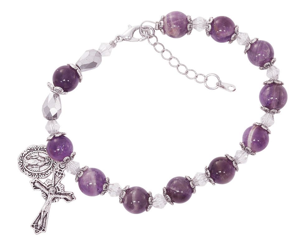 Adult Amethyst Stone Rosary Bracelet