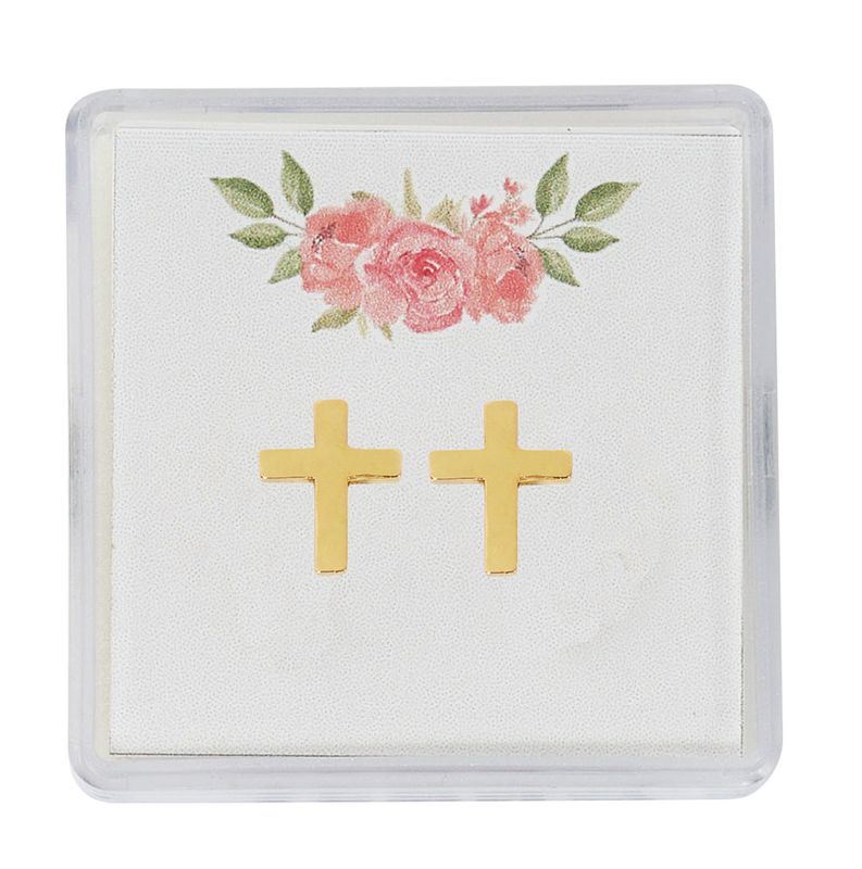 Gold Tone Cross Earrings