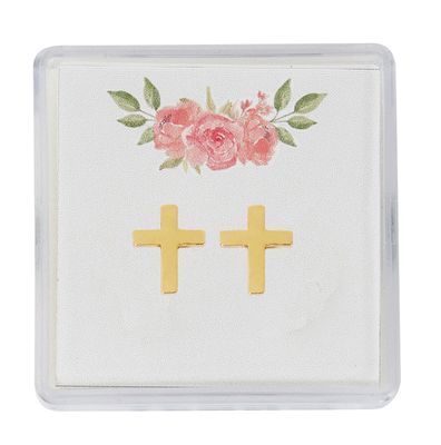Gold Tone Cross Earrings