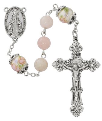 8mm Rose Quartz Capped Rosary