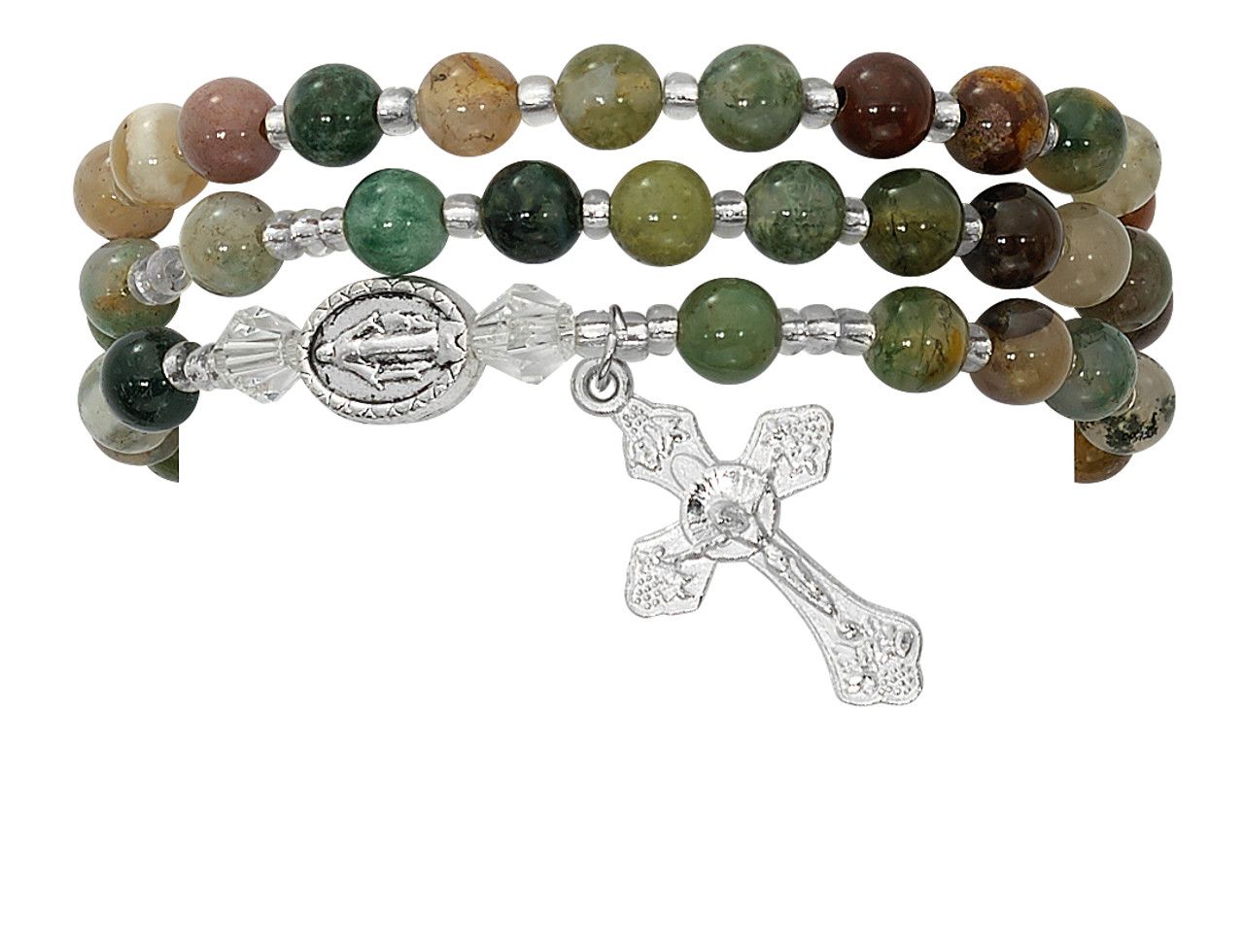 Adult Twistable India Agate Rosary Stretch Bracelet