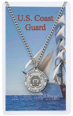 Coast Guard Pewter Medal and Prayer Card Set