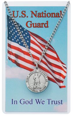 National Guard Pewter Medal and Prayer Card Set