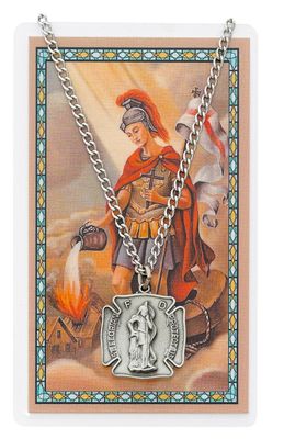 St. Florian Pewter Medal and Prayer Card Set