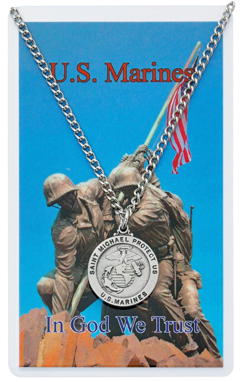 Marines Pewter Medal and Prayer Card Set