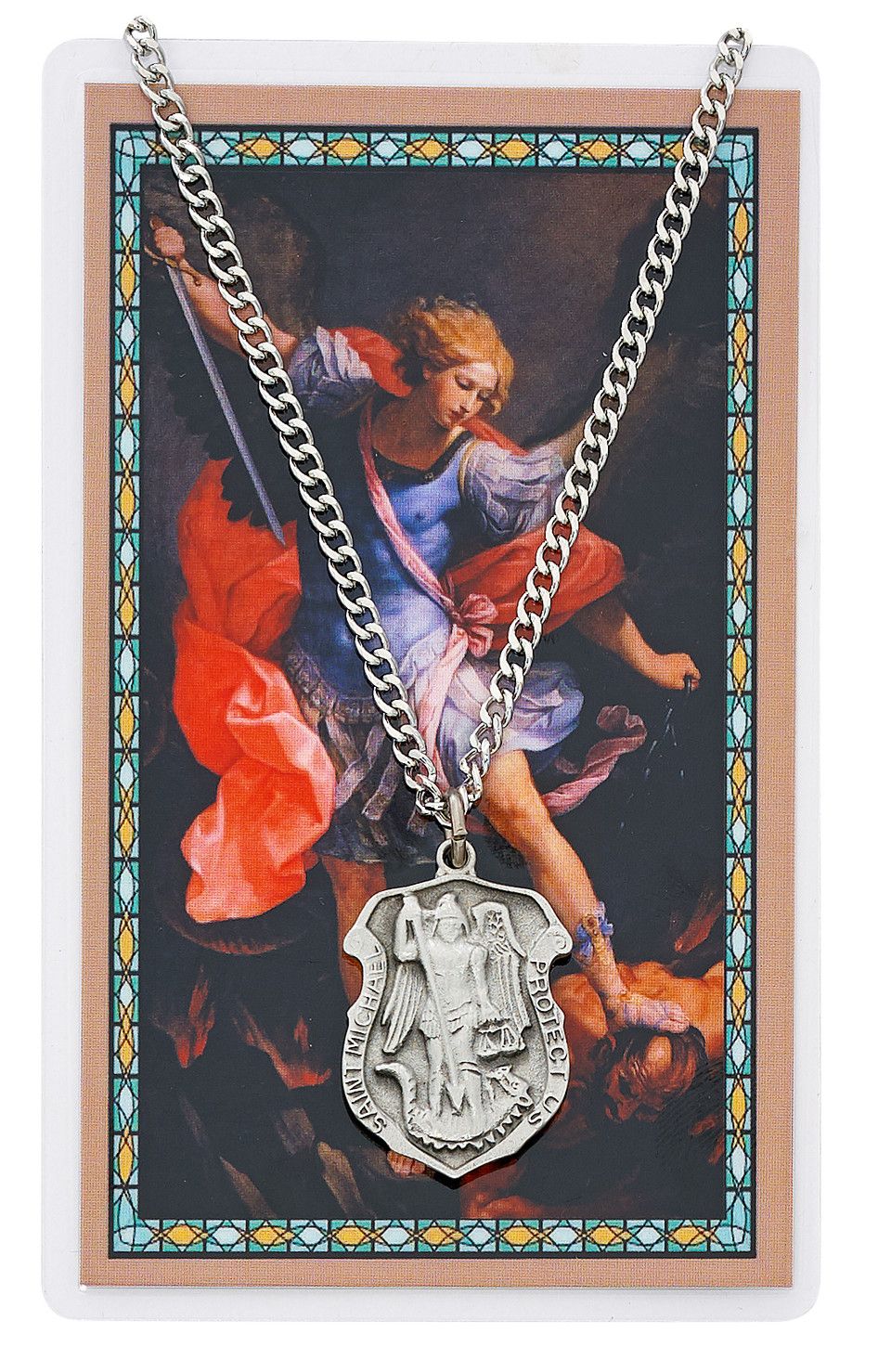 St. Michael Pewter Medal and Prayer Card Set