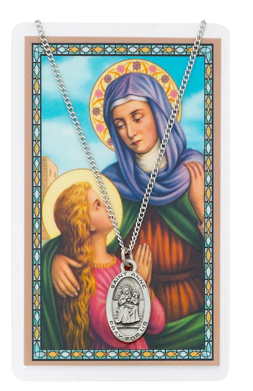 St. Anne Pewter Medal and Prayer Card Set