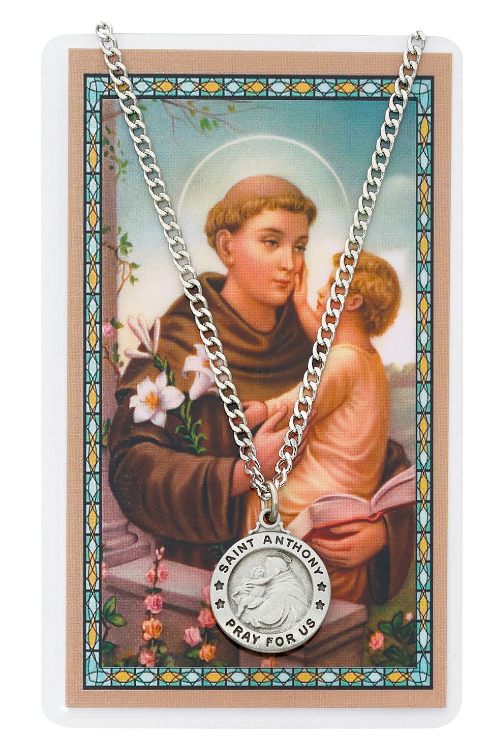 St. Anthony Pewter Medal and Prayer Card Set