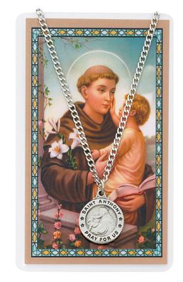 St. Anthony Pewter Medal and Prayer Card Set