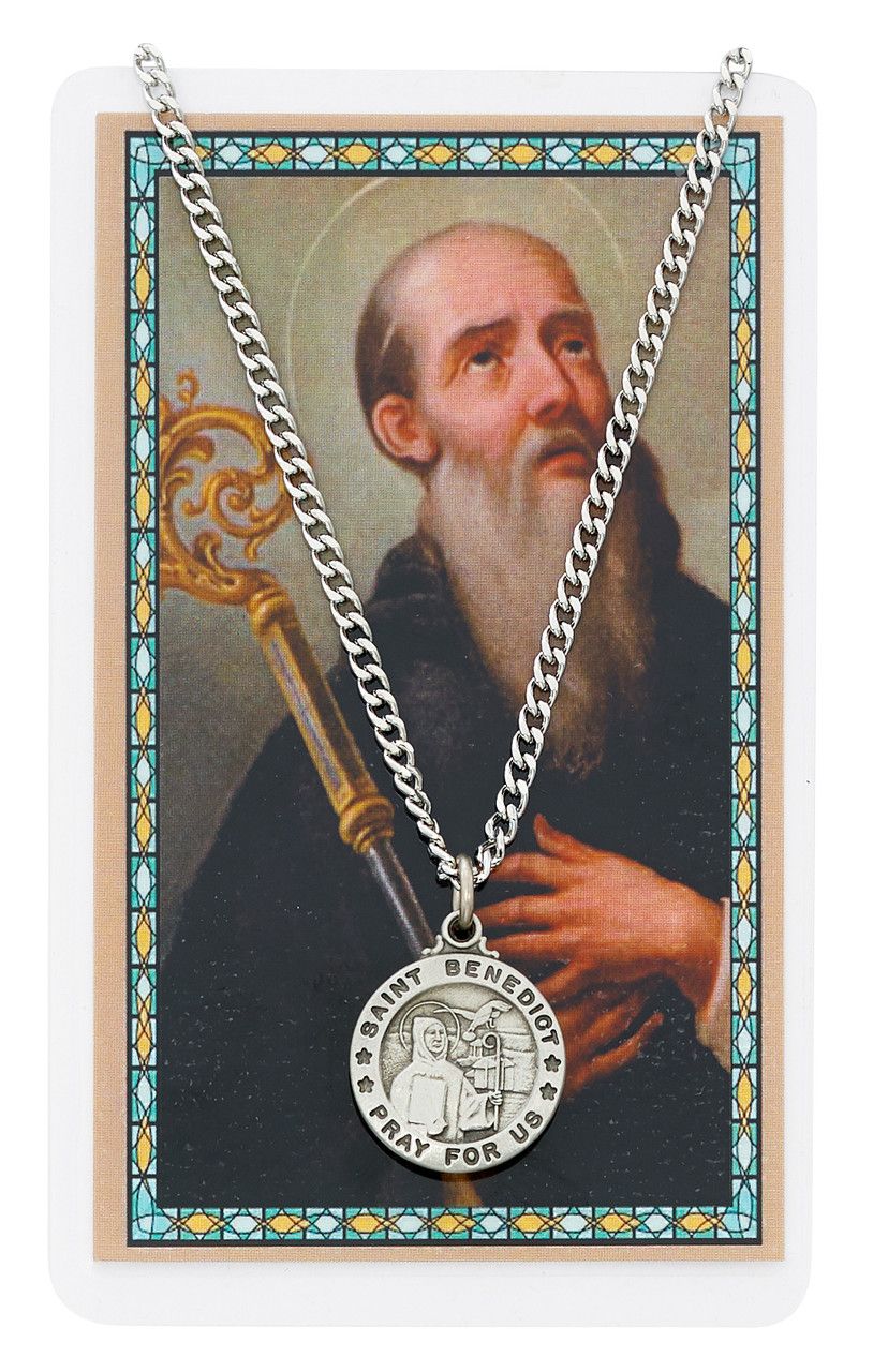St. Benedict Pewter Medal and Prayer Card Set