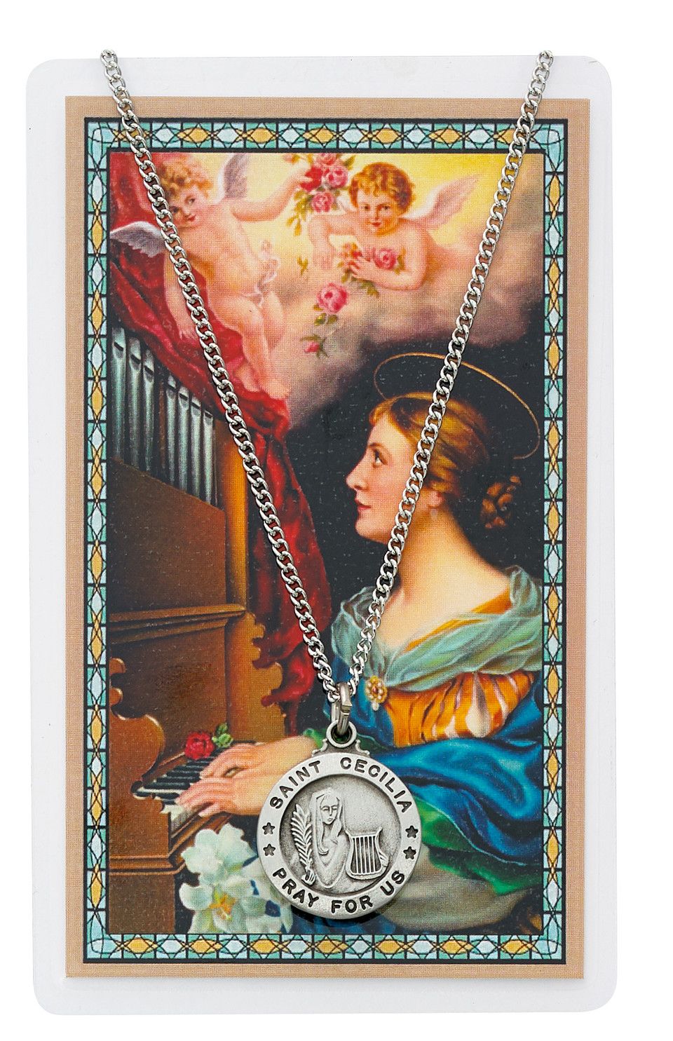 St. Cecilia Pewter Medal and Prayer Card Set