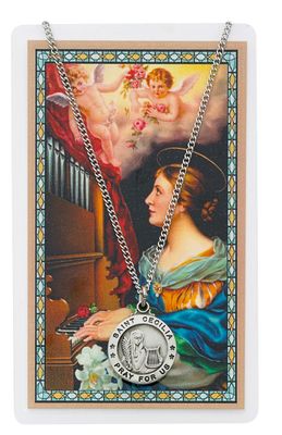St. Cecilia Pewter Medal and Prayer Card Set