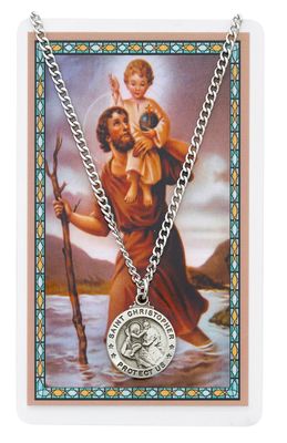 St. Christopher Pewter Medal and Prayer Card Set