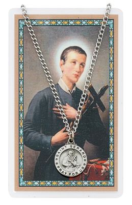 St. Gerard Pewter Medal and Prayer Card Set