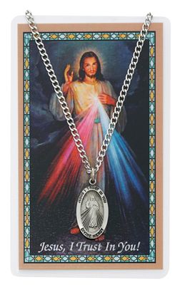 Divine Mercy Pewter Medal and Prayer Card Set