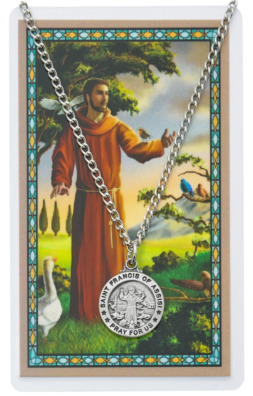 St. Francis Pewter Medal and Prayer Card Set