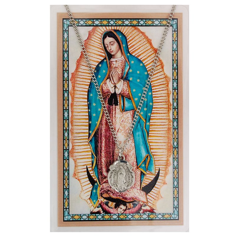 Our Lady Of Guadalupe Pewter Medal and Prayer Card Set