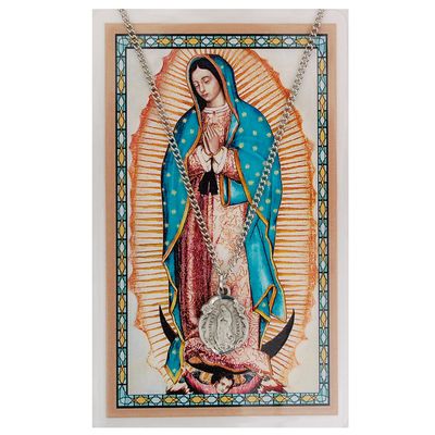 Our Lady Of Guadalupe Pewter Medal and Prayer Card Set