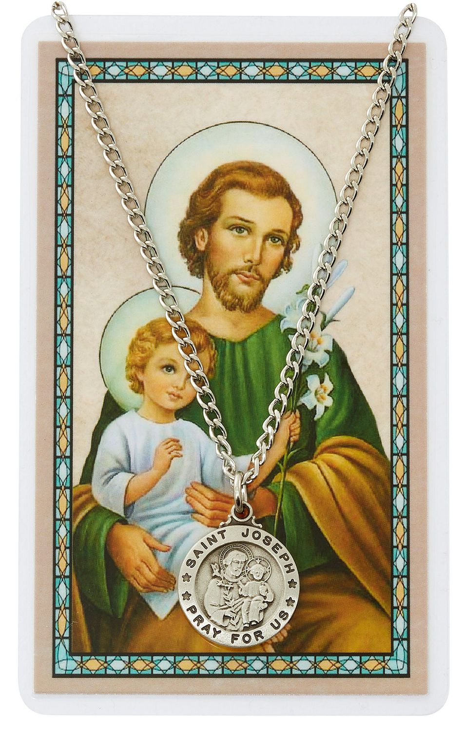 St. Joseph Pewter Medal and Prayer Card Set