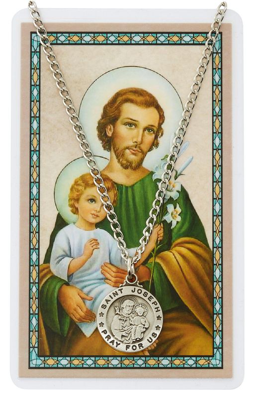 St. Joseph Pewter Medal and Prayer Card Set