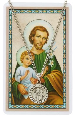 St. Joseph Pewter Medal and Prayer Card Set