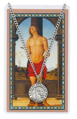 St. Sebastian Pewter Medal and Prayer Card Set