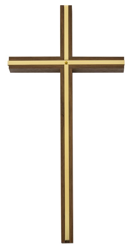 10&quot; Walnut Wall Cross With Brass Inlay